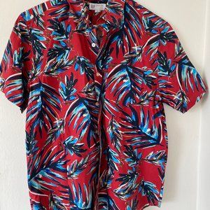 Gap Red Hawaiian Flower Button Down Shirt